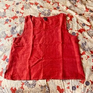 Eileen Fisher Red Boxy Sleeveless Tank Top L